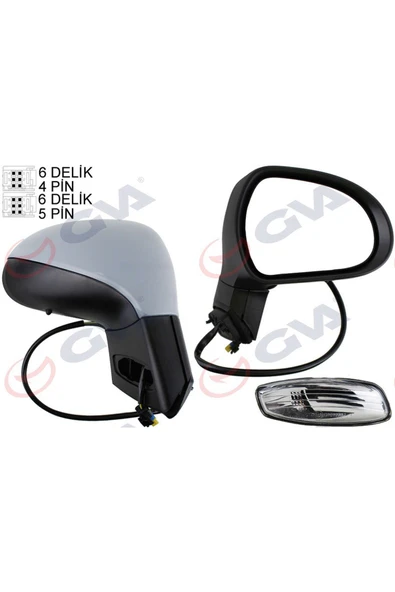 GVA DIŞ DİKİZ AYNASI SAĞ 207 06 ELEKTRİKLİ ISITMALI SİNYALLİ SENSÖRLÜ ASTARLI KONVEKS VM-620 612138 ürün görseli