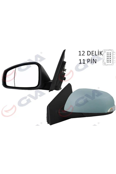 GVA Dış Dikiz Aynası Sol Megane-fluence 08 Uyumlu Elektrikli Isıtmalı Sinyalli Katlanır Sensörlü I 27053 ürün görseli
