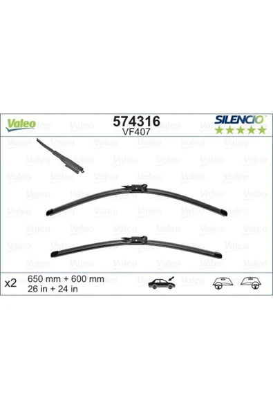 VALEO X Silecek Sılencıo 65 60 X2 Flatblade-muz Tipi Vm407 Mercedes Vaneo 02-05 119388 Bıyıklı