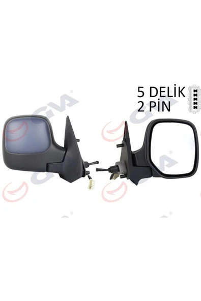 GVA DIŞ DİKİZ AYNASI SAĞ BERLINGO-PARTNER 97 MEKANİK ISITMALI KONVEKS ASTARLI 2 FİŞ VM-118NPR ürün görseli