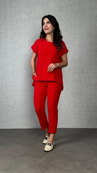 Lucky Life Kadın Kısa Kollu Yuvarlak Yaka Aerobin Bluz Ve Pantolon Ikili Takım ürün görseli 1