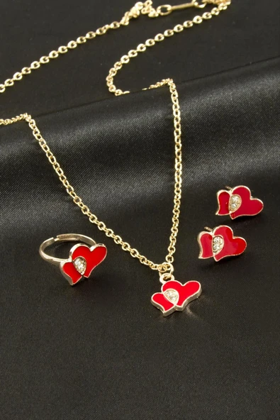 Kalp Mineli Set Kolye - Resim 2