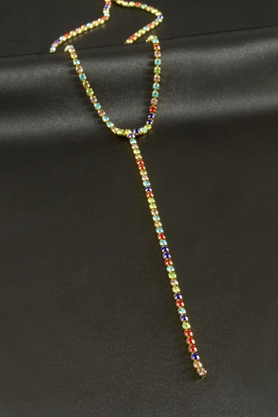 Şerit Taşlı Çelik Y Kolye 2 mm ürün görseli