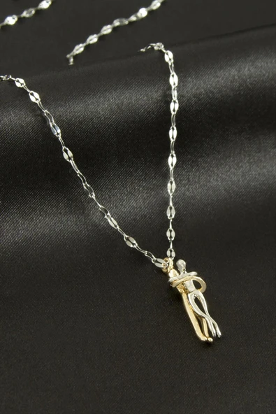 Aşkla Bağlı Çift Çelik Kolye ürün görseli 1