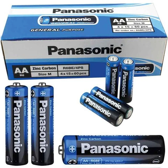 Panasonic Manganez 1.5 V AA 60’Lı Kalem Pil (R6BE/4PS) ürün görseli 1