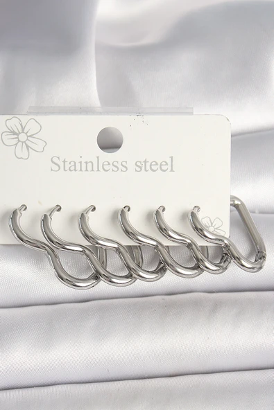 316L Çelik Gümüş Renk Kalp Model Kadın Küpe Seti - TJ-BKP10355 ürün görseli 1