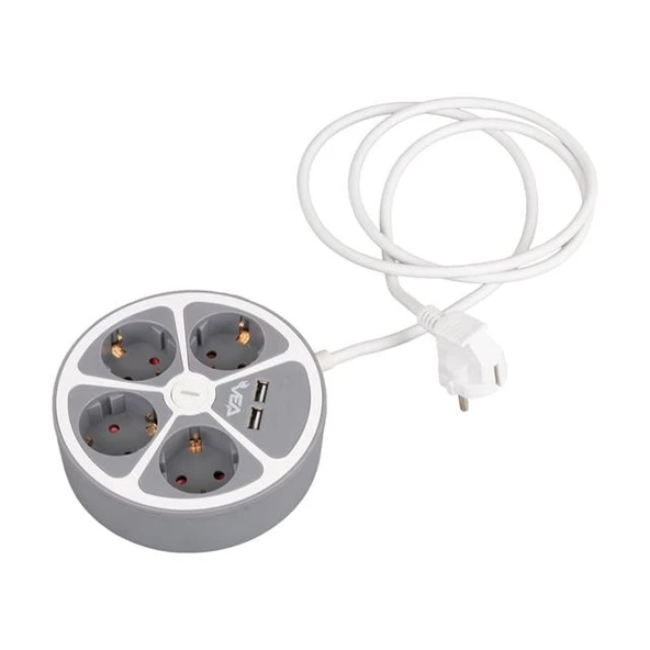 Vea VE-G604YU 4'Lü 2 USB’Li Anahtarlı 1.5 Metre Grup Priz - 3