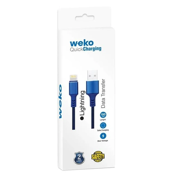 Weko WK-22025 USB To Lightning Örgülü Siyah Telefon Şarj Kablosu - Resim 3