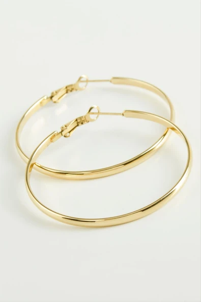 Lüks Çelik Halka Küpe 4,5 cm ürün görseli 1