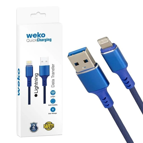 Weko WK-22025 USB To Lightning Örgülü Siyah Telefon Şarj Kablosu ürün görseli