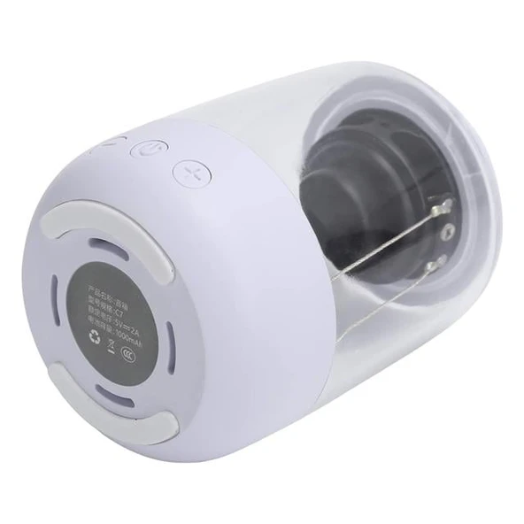 Magicvoice MV-24696 600 Mah Taşınabilir RGB Mikrofonlu Aux-TF-Bluetooth 3 Watt Hoparlör (Beyaz) - Resim 2