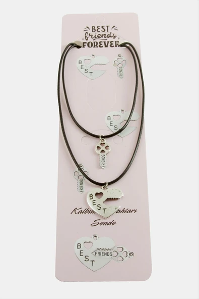 Kalp Anahtar Arkadaşlık Kolyeleri (Çift Kolye) - Resim 3