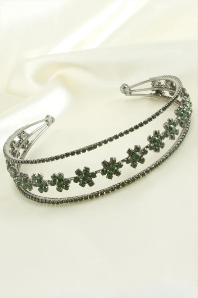 Çiçek Lüks Taşlı Gelin Tacı ürün görseli