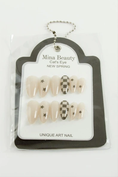 Desenli Mina Beauty Kedi Gözü Takma Tırnak - 6