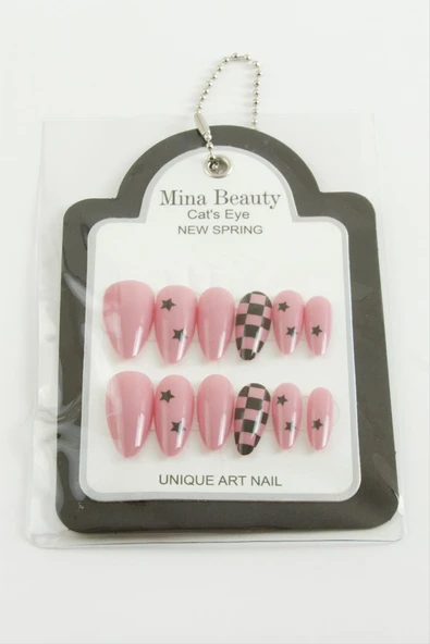 Desenli Mina Beauty Kedi Gözü Takma Tırnak - 2