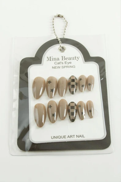 Desenli Mina Beauty Kedi Gözü Takma Tırnak