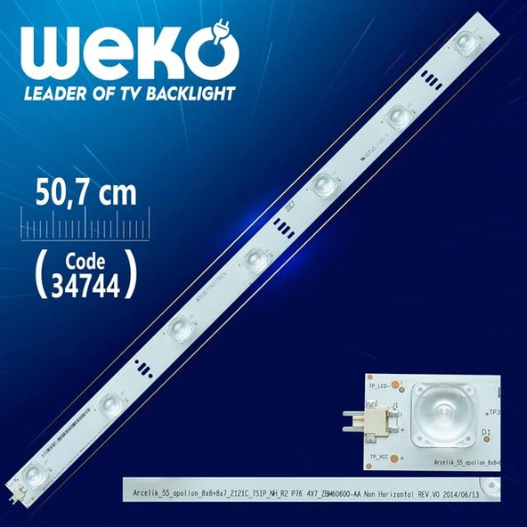 ARCELİK_55_APOLLON_8X8+8X7_2121C_7S1P_NH_R2 P76 4X7 ZBM60600-AA - 50.7 Cm 7 Ledli - WK-45 Led Tv Bar ürün görseli