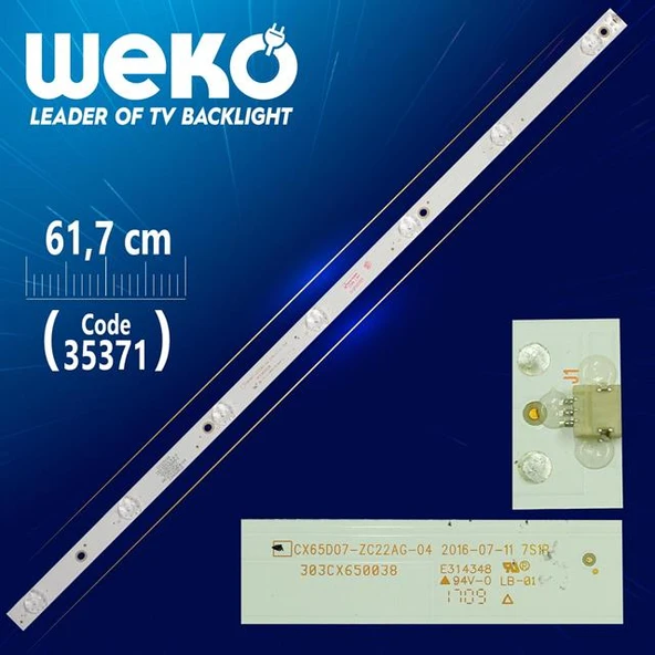 CX65D07-ZC22AG-04 7S1P - 303CX650038 - 150-155/5.8-6.0 - 61.7 Cm 7 Ledli - WK-978 Led Tv Bar ürün görseli
