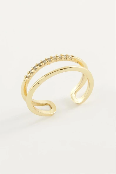 İkili Zirkon Taşlı Yüzük - Resim 2