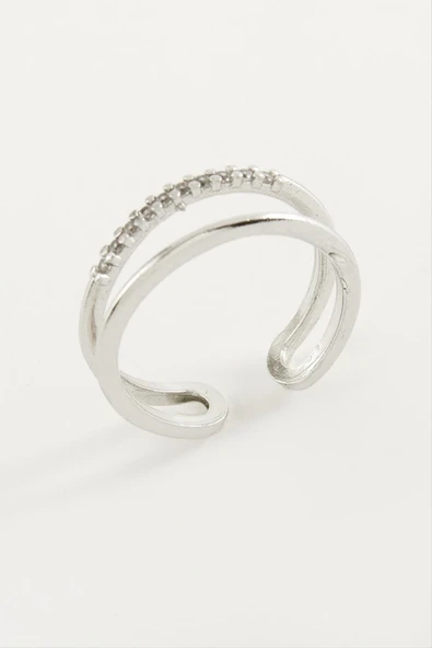 İkili Zirkon Taşlı Yüzük - Resim 3