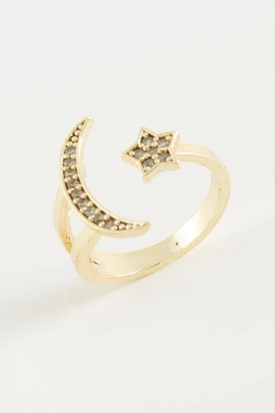 Ay Yıldız Zirkon Taşlı Yüzük - Resim 3