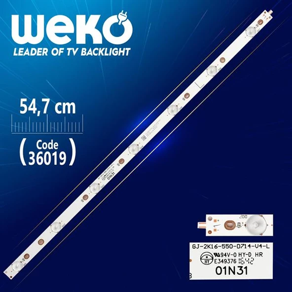 GJ-2K16-550-D714-V4-L  01N3 54.7 Cm Tv Led Bar ( Tvnizin içindeki led barla aynısı olduğunu görmeden almayınız. Led bar ürünlerinde paket açıldığında iade kabul edilmemektedir. ) ürün görseli 1