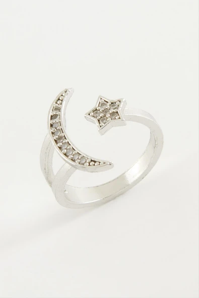 Ay Yıldız Zirkon Taşlı Yüzük - Resim 2