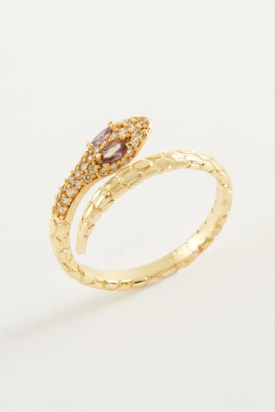 Yılan Zirkon Taşlı Yüzük - Resim 3