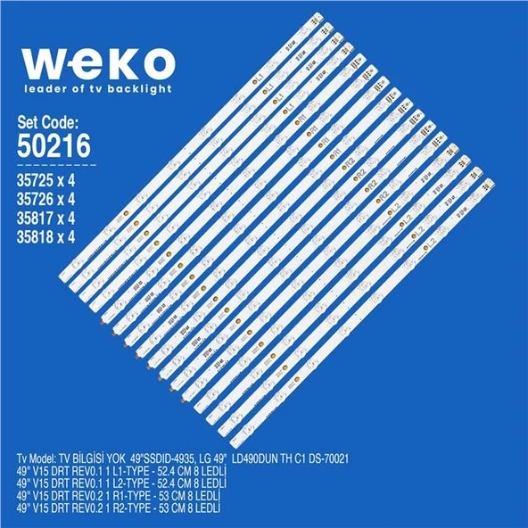 Wkset-5216 35725X4 35726X4 35817X4 35818X4 49 V15 Drt Rev0.1 16 Adet Led Bar ürün görseli 1