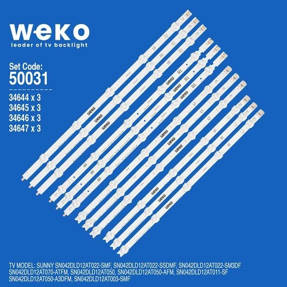 Wkset-5031 34644X3 34645X3 34646X3 34647X3 42 Row2.1  12 Adet Led Bar ürün görseli