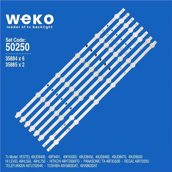 Wkset-5250 35884X6 35885X2 Svv490a69 8 Adet Led Bar (6Lens) ( Tvnizin içindeki led barla aynısı olduğunu görmeden almayınız. Led bar ürünlerinde paket açıldığında iade kabul edilmemektedir. ) ürün görseli