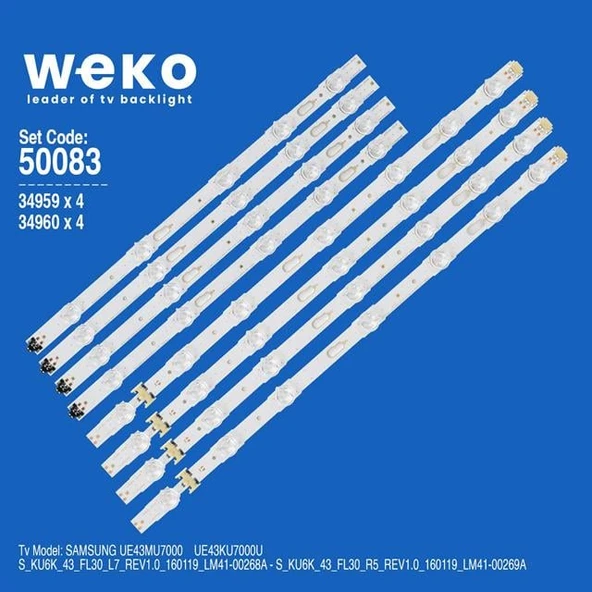 Wkset-5083 34959X4 34960X4 S_Ku6k_43_Fl30 8 Adet Led Bar ( Tvnizin içindeki led barla aynısı olduğunu görmeden almayınız. Led bar ürünlerinde paket açıldığında iade kabul edilmemektedir. ) ürün görseli 1