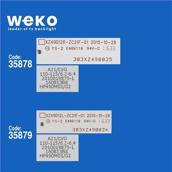 Wkset-5248 35878X5 35879X5 Xz49d12l-Zc21f-01/Xz49d12r-Zc21f-01 10 Adet Led Bar - Resim 2