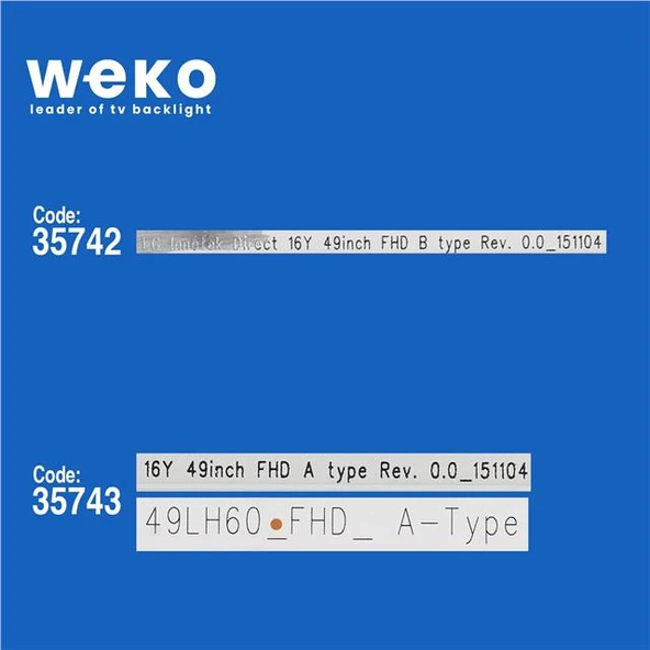 Wkset-5221 35742X4 35743X4 Lg Innotek Dırect 16Y 49Inch Fhd 8 Adet Led Bar - Resim 2