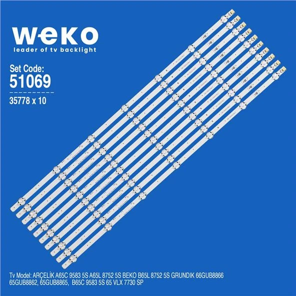 Wkset-6069 35778X10 Lg Innotek _Arcelik 65Inch Rev0.2  10 Adet Led Bar
