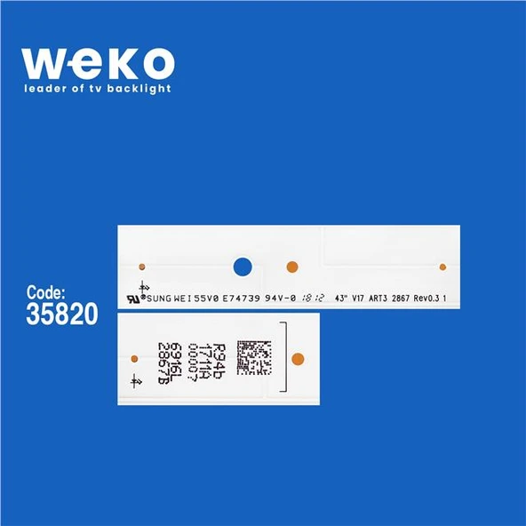 Wkset-5617 35820X2 43 V17 Art3 2867 Rev0.3 1 2 Adet Led Bar ( Tvnizin içindeki led barla aynısı olduğunu görmeden almayınız. Led bar ürünlerinde paket açıldığında iade kabul edilmemektedir. ) - Resim 2