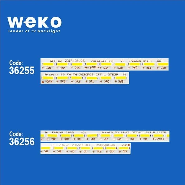 Wkset-5382 36255X1 36256X1 Arcelik_55_74+74_7020Pct D7T 2 Adet Led Bar (74Led) - Resim 4