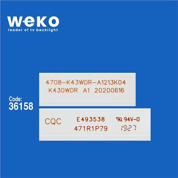 Wkset-5820 36158X8 K430wdr A1 4708-K43wdr-A1213K04  8 Adet Led Bar ( Tvnizin içindeki led barla aynısı olduğunu görmeden almayınız. Led bar ürünlerinde paket açıldığında iade kabul edilmemektedir. ) - Resim 2