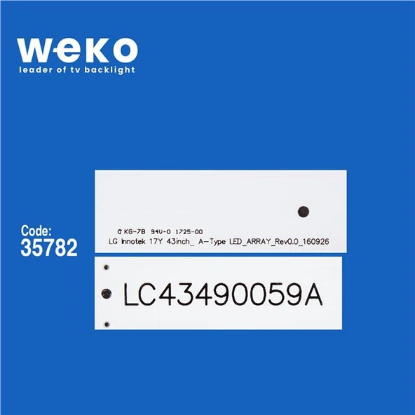 Wkset-5618 35782X3 Lg Innotek 17Y 43Inch_ A-Type  3 Adet Led Bar ( Tvnizin içindeki led barla aynısı olduğunu görmeden almayınız. Led bar ürünlerinde paket açıldığında iade kabul edilmemektedir. ) - Resim 2