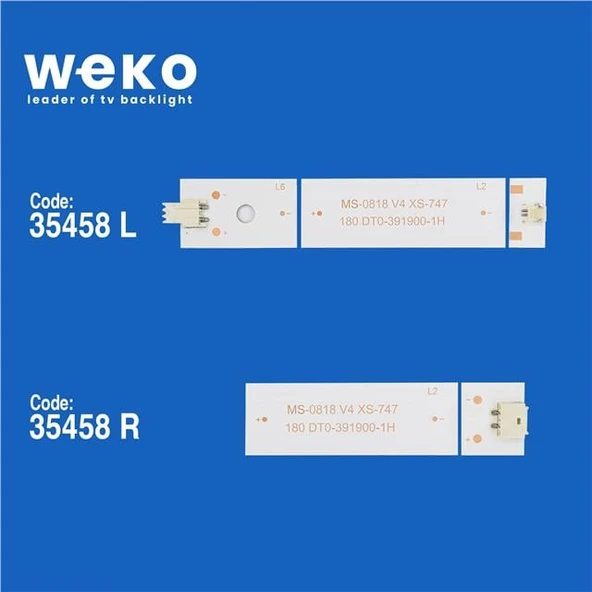 Wkset-5722 35458X4 Ms-0818 V5 - A4 102-105Lm 3.2-3.4V 0R Wr 4 Adet Led Bar  İkiye Bölünmüş - Resim 2