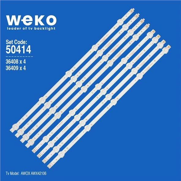 Wkset-5414 36408X4 36409X4 Sj.Hz.D4200502-2835A 8 Adet Led Bar ( Tvnizin içindeki led barla aynısı olduğunu görmeden almayınız. Led bar ürünlerinde paket açıldığında iade kabul edilmemektedir. ) ürün görseli 1