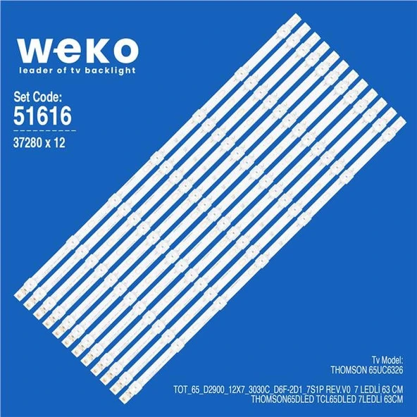 Wkset-6616 37280X12 Tot_65_D2900_12X7_3030C_D6F-2D1_7S1P Rev.V0 12 Adet Led Bar ürün görseli