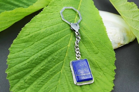 Lapis Taşlı 925 Ayara Gümüş Anahtarlık ürün görseli