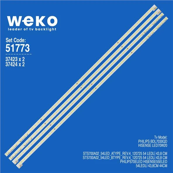Wkset-6773 37423X2 37424X2 Sts700a02_54Led_A/Btype_Rev.4  4 Adet Led Bar ürün görseli