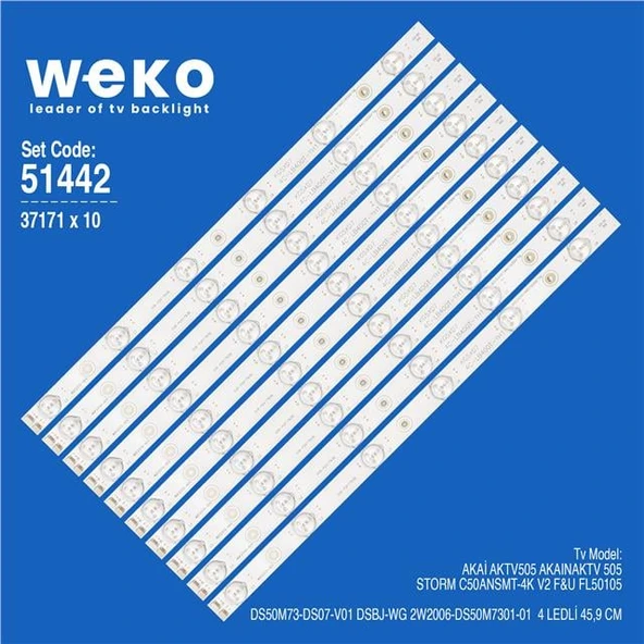 Wkset-6442 37171X10 Ds50m73-Ds07-V01 Dsbj-Wg 2W2006-Ds50m7301-01 10 Adet Led Bar ürün görseli