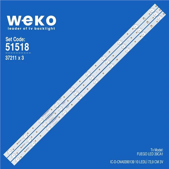 Wkset-6518 37211X3 Ic-D-Cna0390139  3 Adet Led Bar ( Tvnizin içindeki led barla aynısı olduğunu görmeden almayınız. Led bar ürünlerinde paket açıldığında iade kabul edilmemektedir. ) ürün görseli