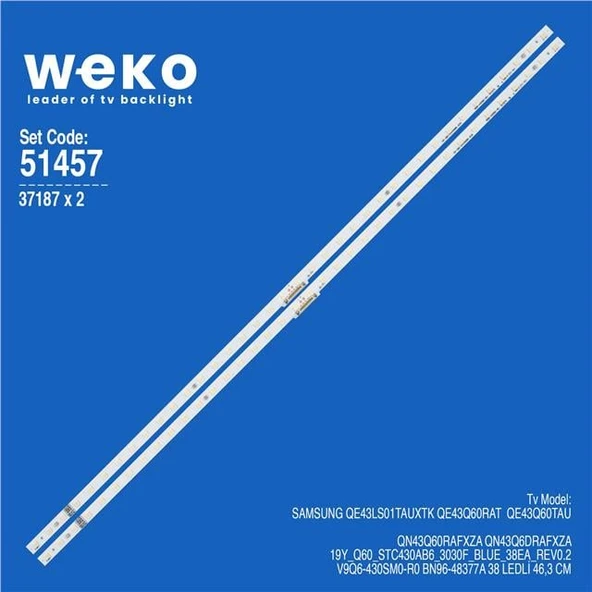 Wkset-6457 37187X2 19Y_Q60_Stc430ab6_3030F_Blue_38Ea_Rev0.2  2 Adet Led Bar (38Led) ürün görseli 1