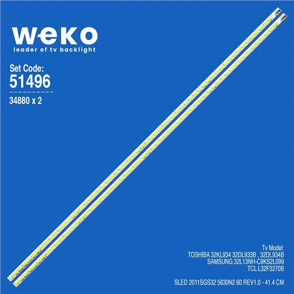 Wkset-6496 34880X2 Sled 2011Sgs32 5630N2 60 Rev1.0  2 Adet Led Bar (60Led) ürün görseli 1