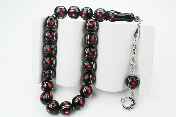 Maskot Mercan Karpuz İşlemeli Oltu Sıkma Tespih ürün görseli