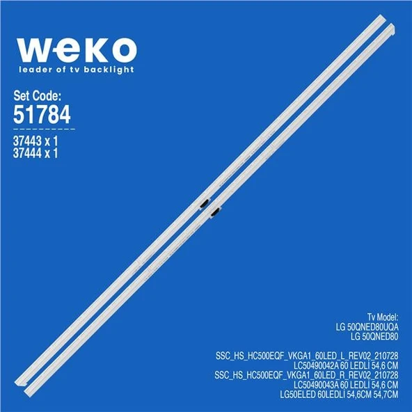 Wkset-6784 37443X1 37444X1 Ssc_Hs_Hc500eqf_Vkga1_60Led_L/R  2 Adet Led Bar (60Led)